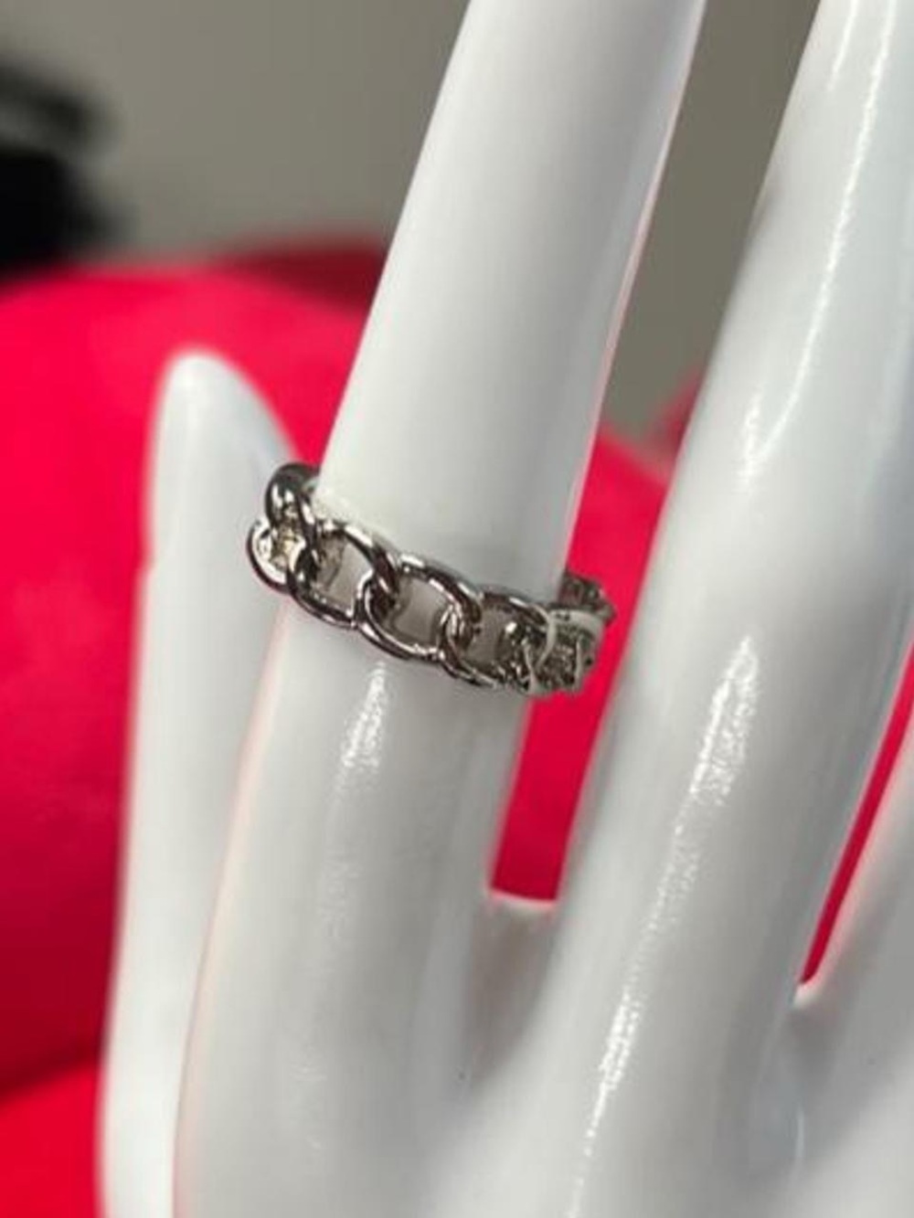 Silver tone Chain-Link Women's Stackable Ring